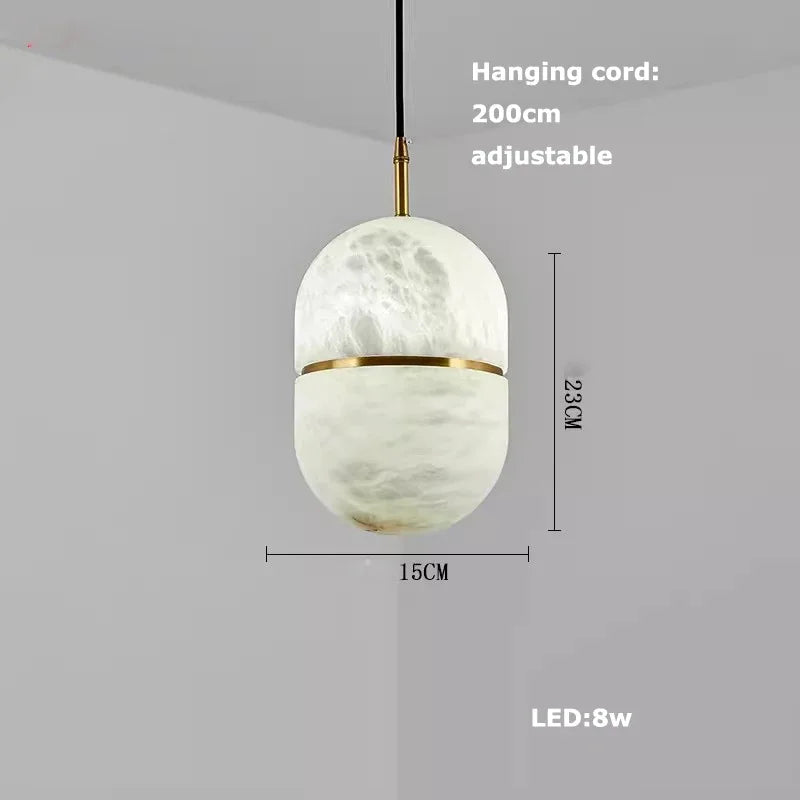 Delia Veil Sculptural Marble Pendant Light