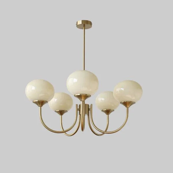 Aurelia Pink-Globe Brass Chandelier for Dining Room – French Cream