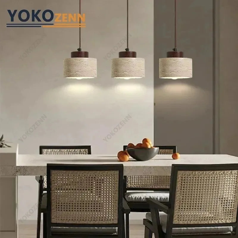 Travertine Pendant Light – Wabi-Sabi Japanese for Kitchen Island, Restaurant, Bedroom | Solenne Petal by Evenlyr