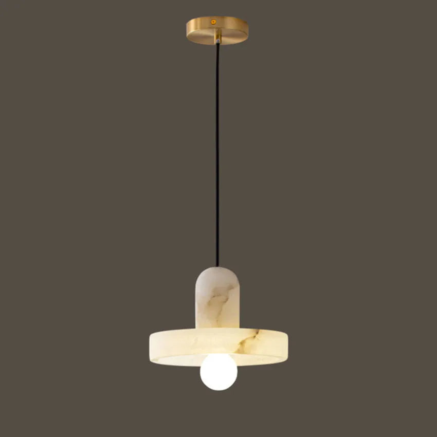 Alabaster & Marble Chandelier – Modern Minimalist for Dining Room, Kitchen Island, Living Room | Kaelis Crest by Evenlyr