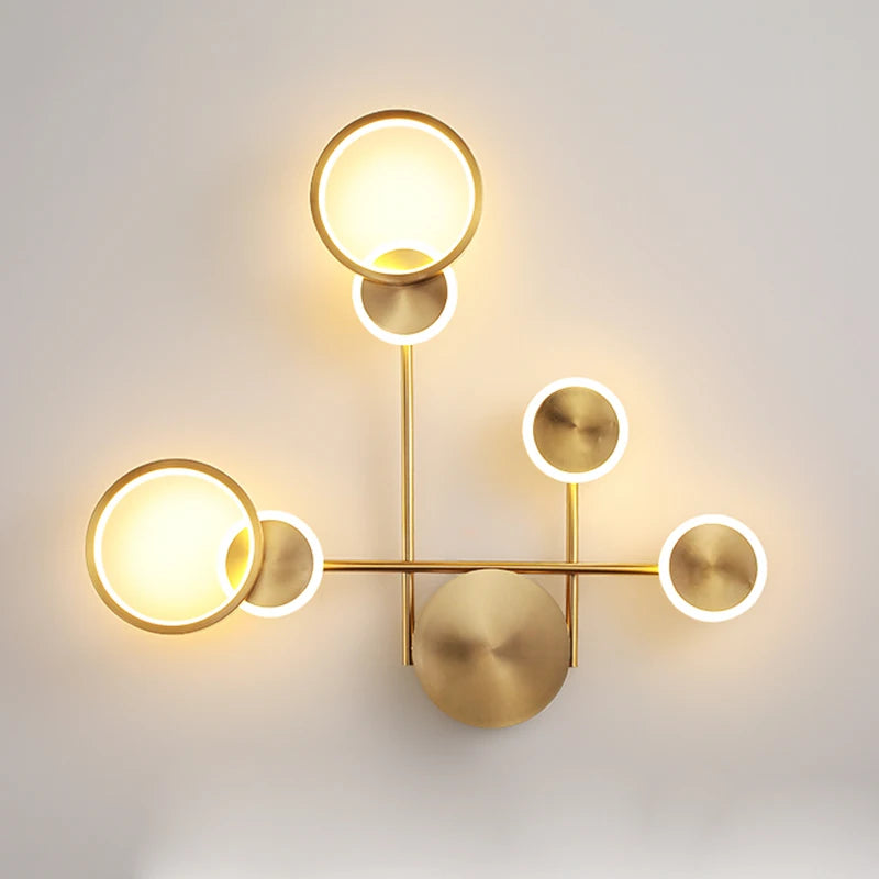 ASANZUO Modern LED Wall Light Brass Lighting fixture Nordic Restaurant kitchen Bedroom Living Background wall sconce Decor lamps
