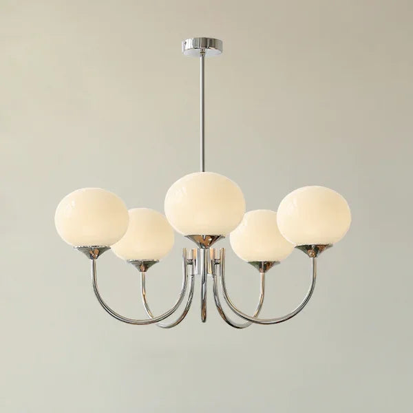 Aurelia Pink-Globe Brass Chandelier for Dining Room – French Cream