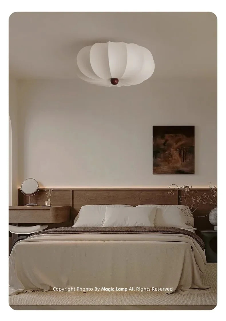Fabric Flush Mount Ceiling Light – Wabi-Sabi Japanese for Bedroom & Bedside, Living Room | Elowen Arc by Evenlyr