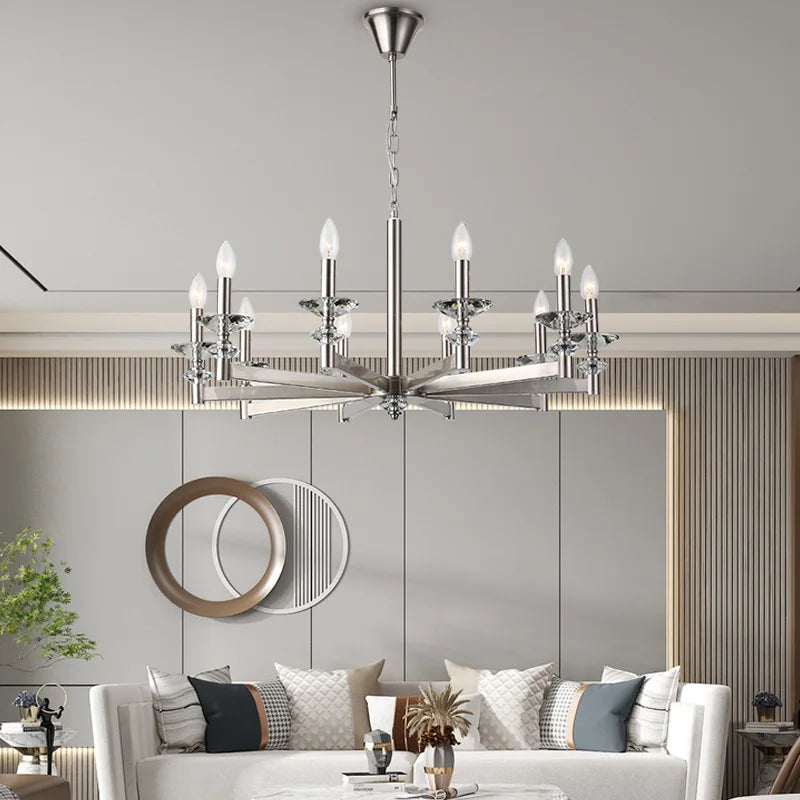 Glass & Crystal Chandelier – European Classic Dimmable LED for Dining Room, Living Room, Bedroom | Isolde Arc by Evenlyr