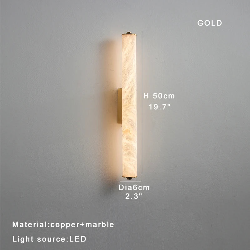 Alabaster & Marble Linear Wall Sconce – Modern Linear for Bathroom | Lunara Crest by Evenlyr