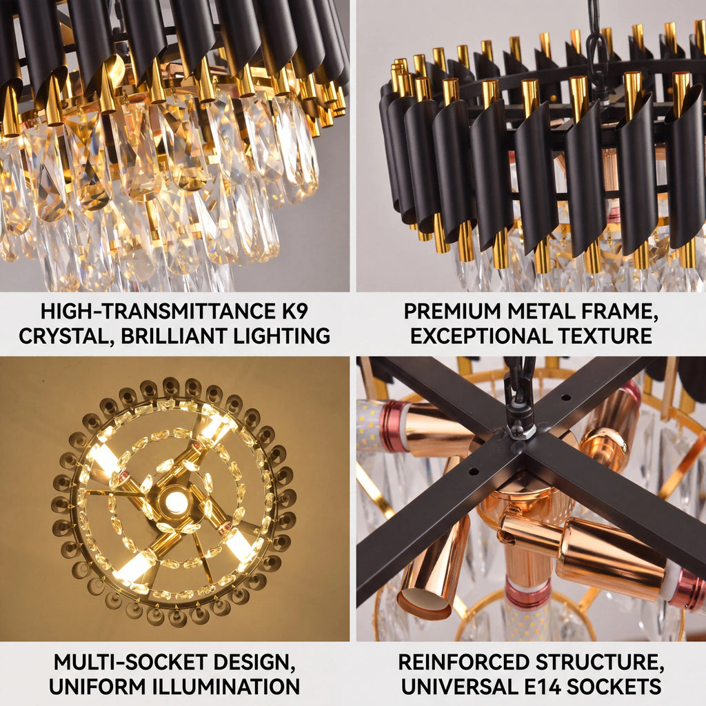 Crystal Chandelier – Modern Adjustable for Bedroom & Bedside, Hallway & Entryway, Living Room | Virelle Halo by Evenlyr