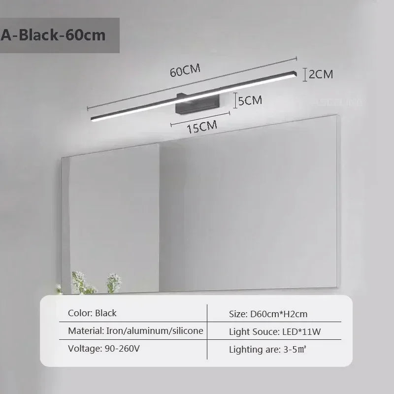 Metal Linear Wall Sconce – Modern LED Linear for Bathroom, Bedroom & Bedside | Calista Frame by Evenlyr