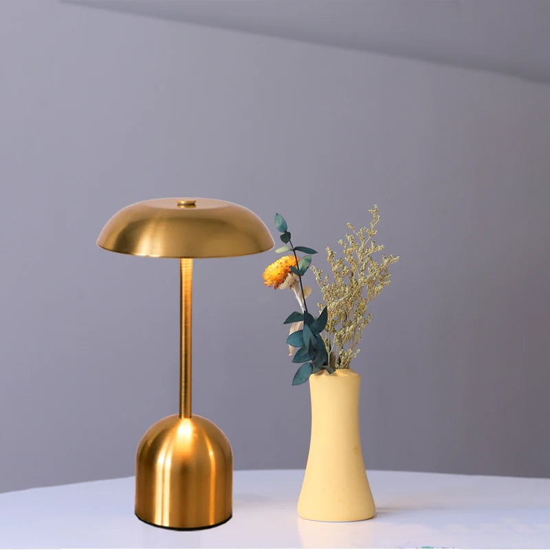Metal Table Lamp – Modern Minimalist Cordless Rechargeable for Bedside, Restaurant Table, Hotel Room | Coralie Column by Evenlyr