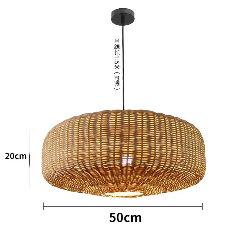 Rattan & Wood Chandelier – Wabi-Sabi Japanese for Dining Room, Living Room, Bedroom | Fiora Dome by Evenlyr