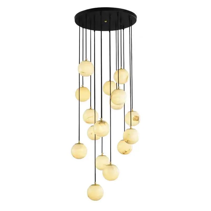 Alabaster & Marble Linear Chandelier – Modern Linear for Living Room, Bedroom & Bedside | Lunara Dome by Evenlyr