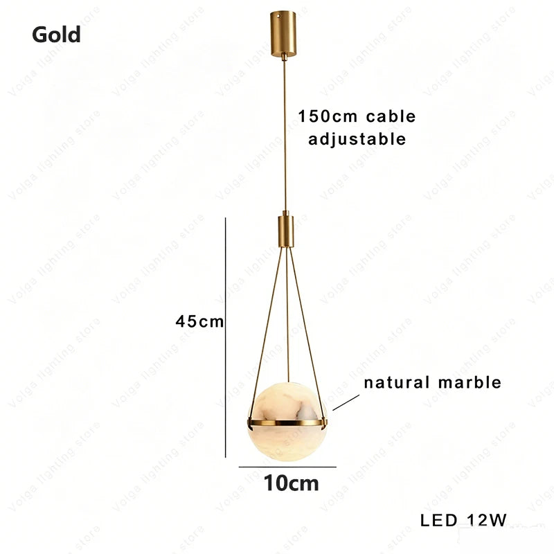 Elara Grove Natural Marble Pendant Light – Dimmable – product detail 12