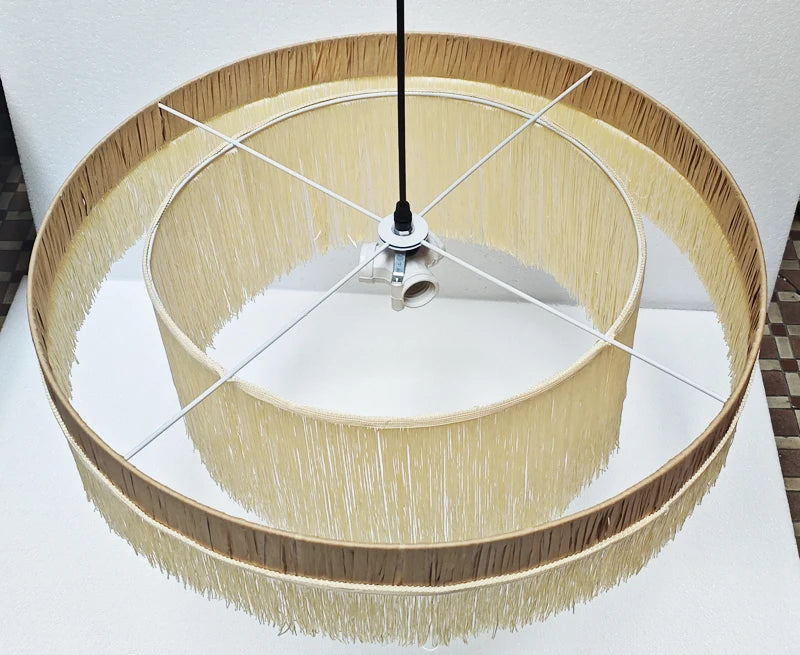 Rattan & Fabric Chandelier – Organic Modern for Dining Room, Living Room, Foyer | Zaria Dome by Evenlyr