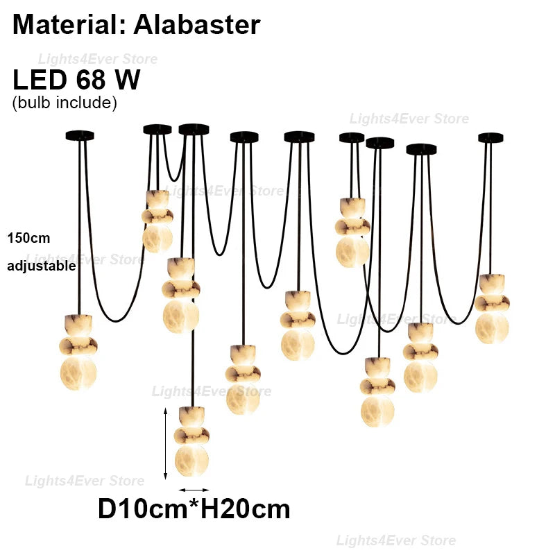 Luma Beam Alabaster Chandelier – Dimmable – product detail 16