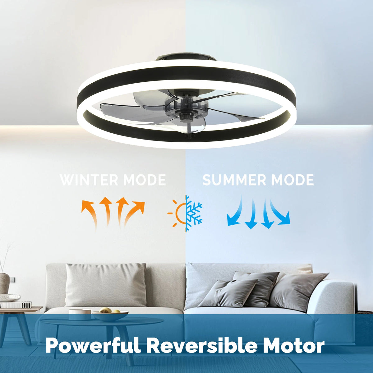 Tivoli 19.7-Inch Low-Profile Ceiling Fan with Light – Remote Control – detail view 2