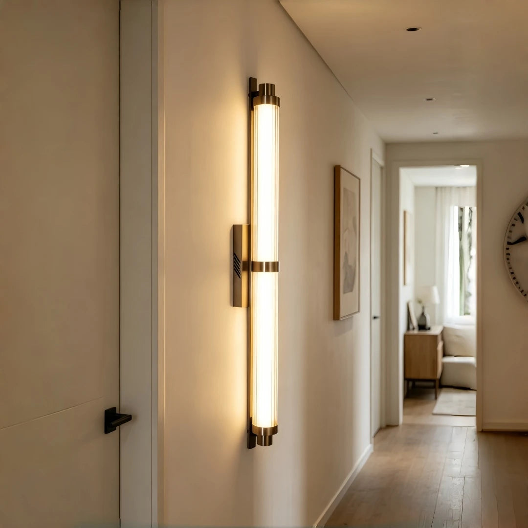 Glass Linear Wall Sconce – Modern Linear for Bathroom, Bedroom & Bedside, Hallway & Entryway | Oriana Glow by Evenlyr