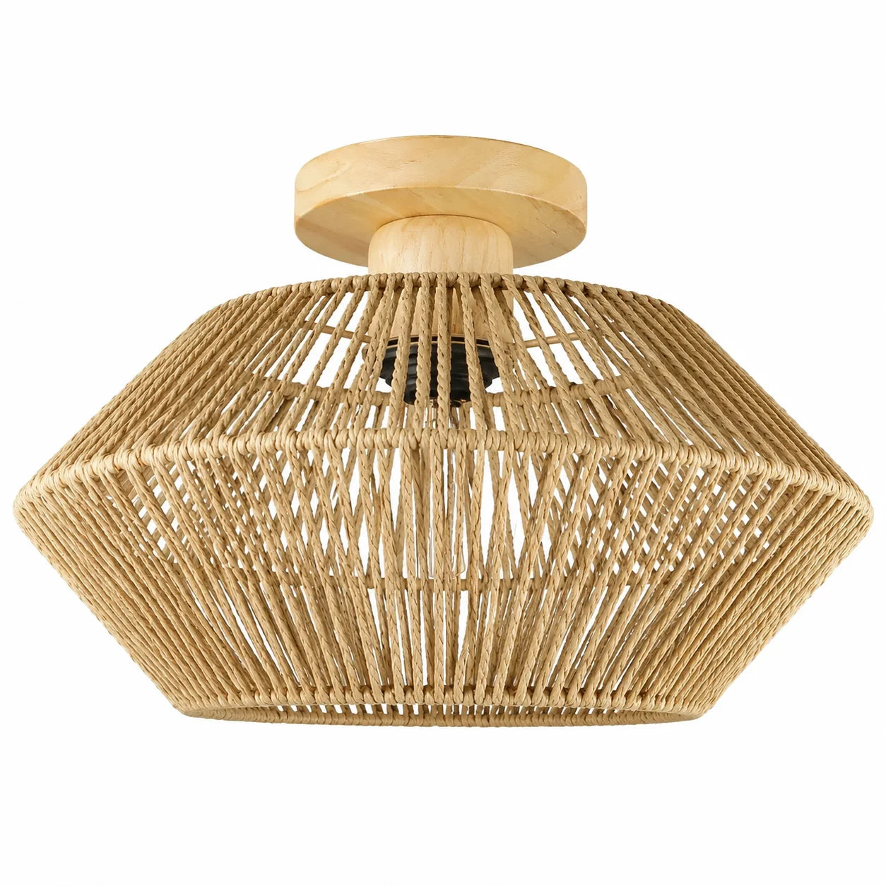 Firenze Rattan Flush Mount Ceiling Light for Living Room – detail view 3