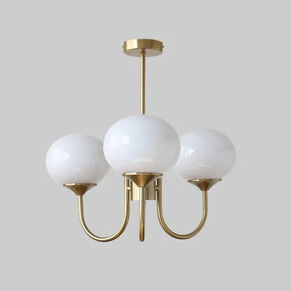 Aurelia Pink-Globe Brass Chandelier for Dining Room – French Cream