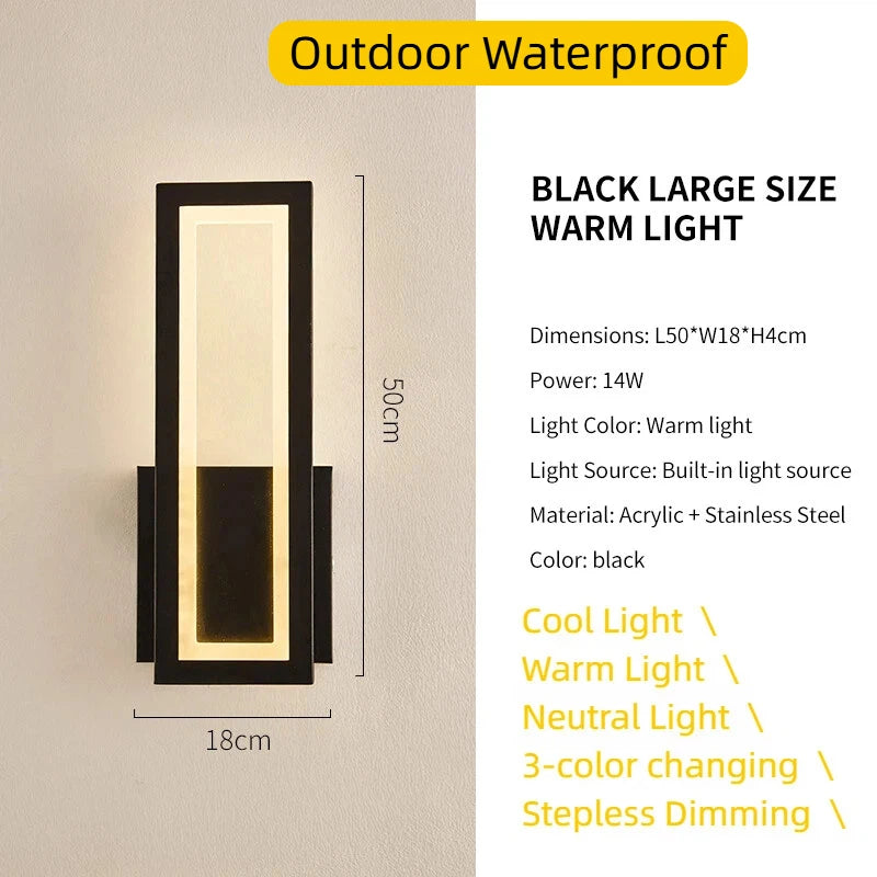 Palermo Minimalist Outdoor Wall Light for Porch
