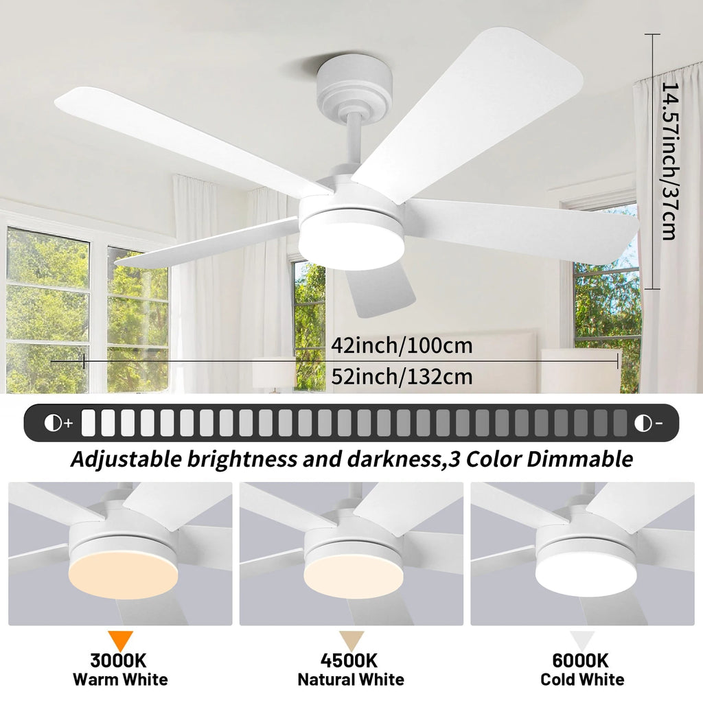 Orlena 40/52-Inch Black Ceiling Fan with Light – Remote Control