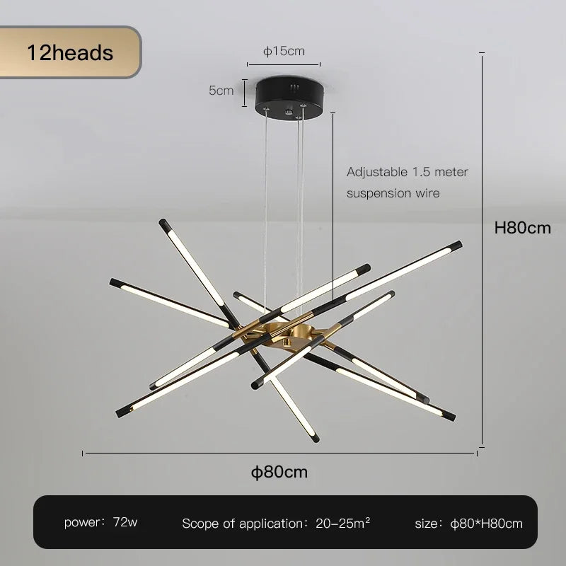 Metal Chandelier – Nordic LED for Bedroom & Bedside, Living Room, Dining Room & Kitchen | Seren Crest by Evenlyr