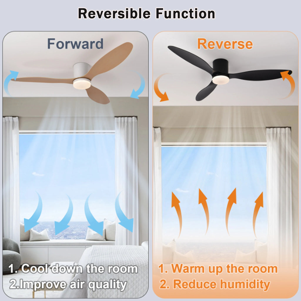 Quintara Low Profile Ceiling Fan with Light for Low-Ceiling Bedroom – Remote Control – detail view 3