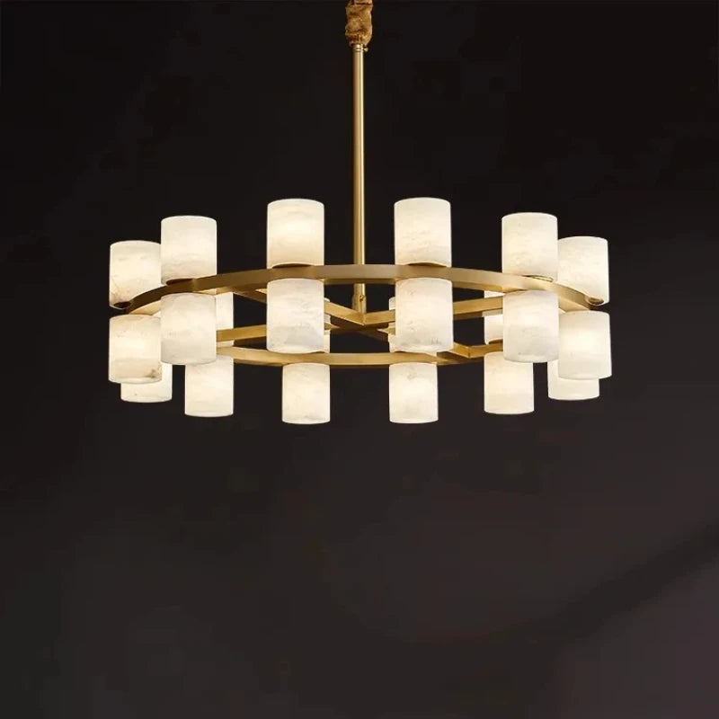 Alabaster & Marble Chandelier – Art Deco for Dining Room, Living Room, Foyer | Halcyon Crest by Evenlyr