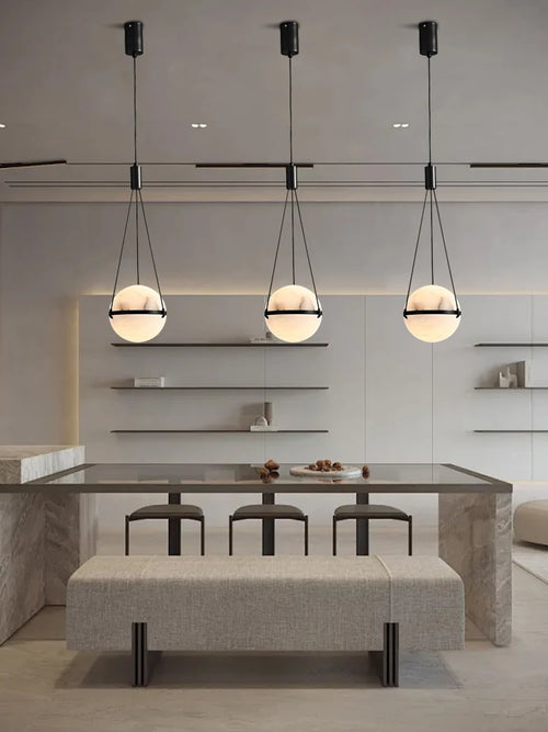Alabaster & Marble Pendant Light – Modern Minimalist Dimmable LED for Kitchen Island, Dining Room, Restaurant | Aviana Line by Evenlyr