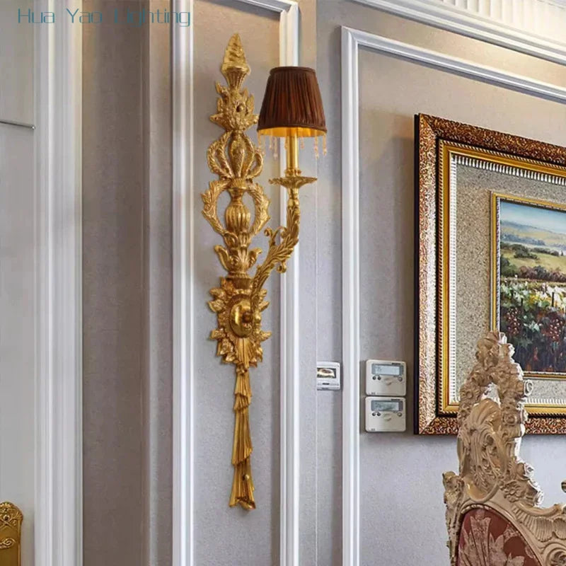 Tall Aged Copper Two-Light Wall Sconce – 103cm