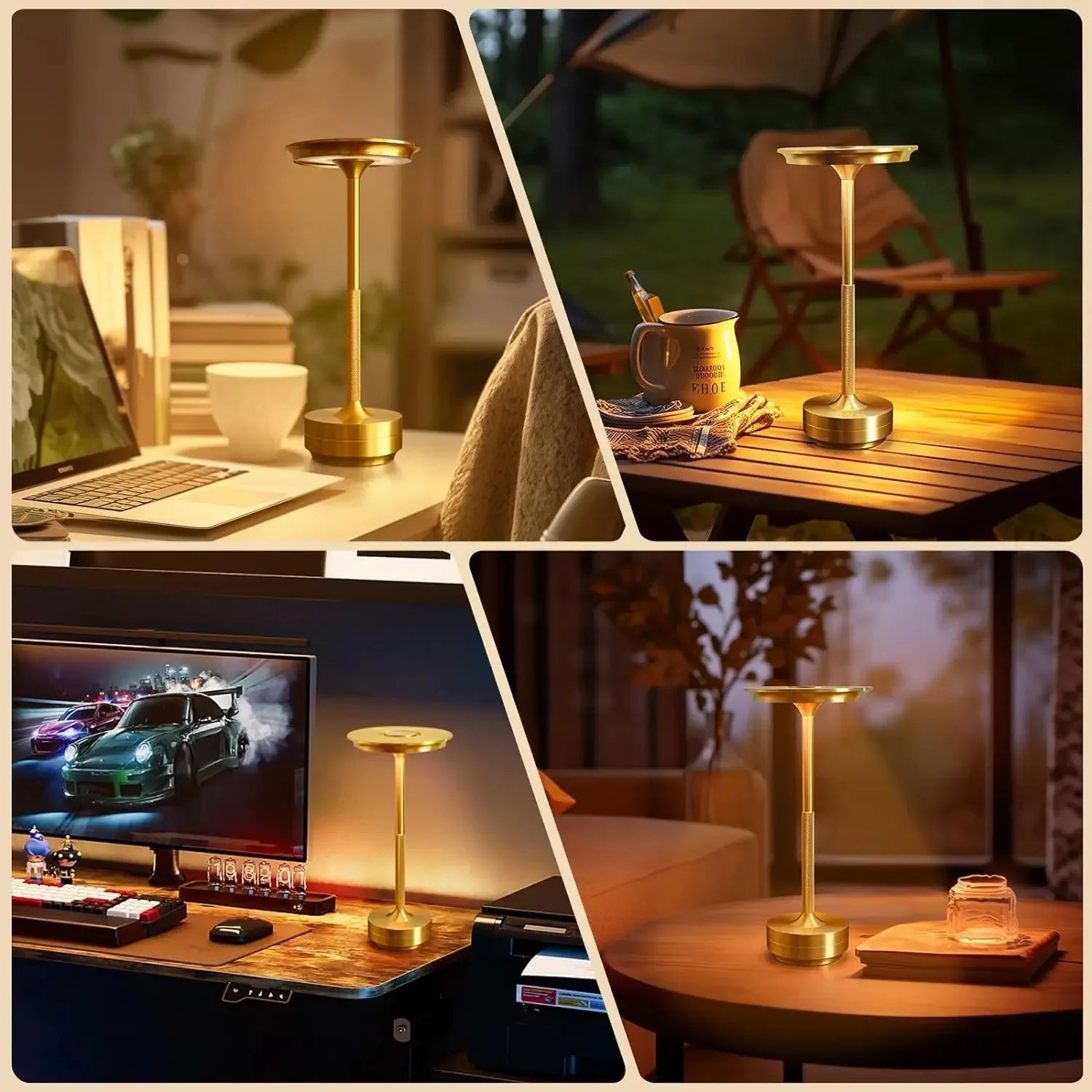 Metal Table Lamp – Modern Minimalist Cordless Rechargeable for Bedside, Desk & Office, Restaurant Table | Delphine Grove by Evenlyr