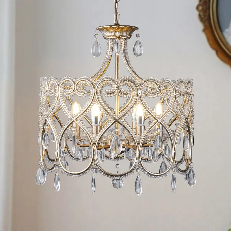 Palermo Antique Silver Crystal Chandelier for Bedroom – French Country – detail view 4