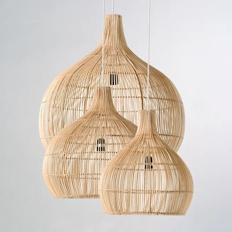 Rattan Pendant Light – Vintage Modern for Dining Room, Living Room, Kitchen Island | Lucienne Dome by Evenlyr