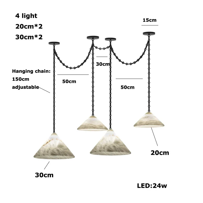 Alabaster & Marble Chandelier – Modern for Hallway & Entryway, Living Room, Dining Room & Kitchen | Lunara Orbit by Evenlyr
