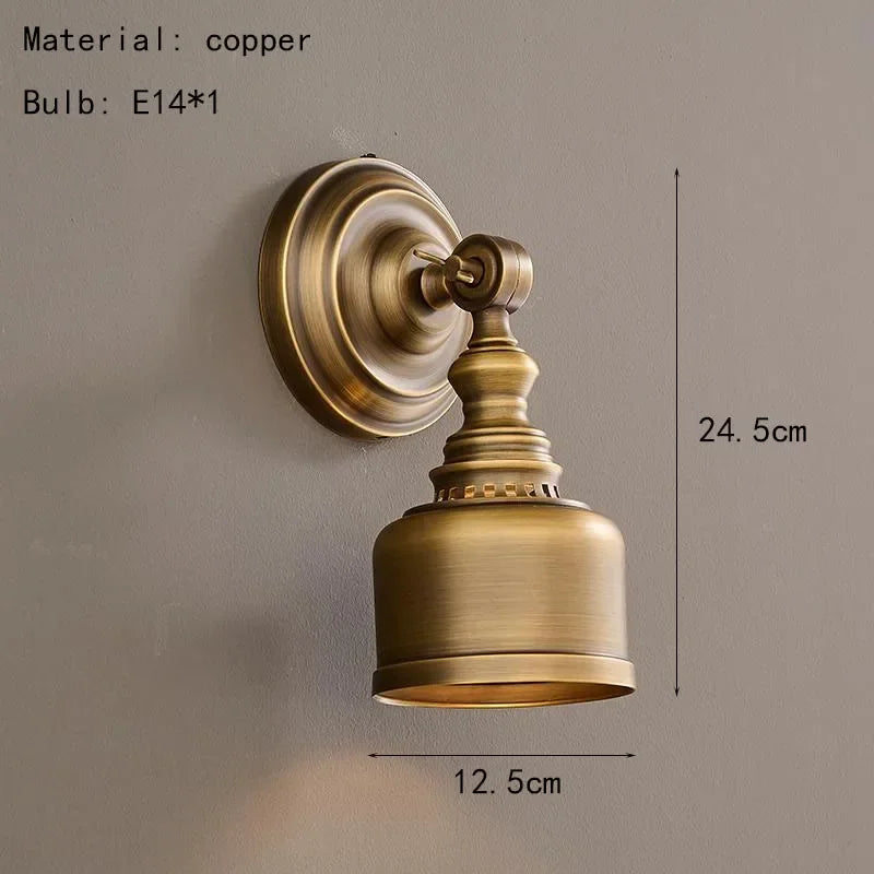 Vintage Gold Copper & Clear Glass Wall Sconce – E14