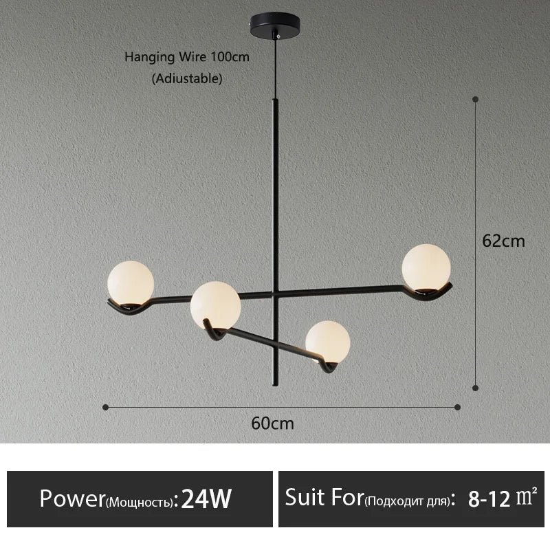 Glass Globe Chandelier – Modern LED for Bedroom & Bedside, Dining Room & Kitchen | Seren Glow by Evenlyr