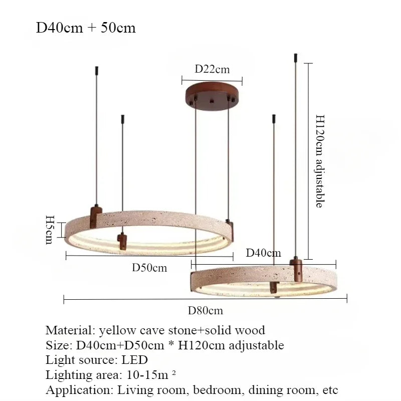 Travertine Round Pendant Light – Wabi-Sabi Minimalist LED for Living Room | Maris Arc by Evenlyr