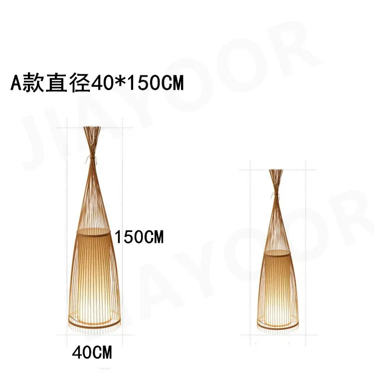 Nero Prism Bamboo and Wood Floor Lamp – Art Deco – product detail 15