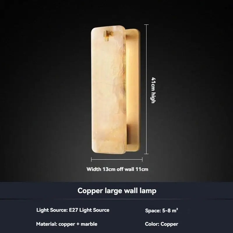 Modern Industrial Spanish Marble Brass Wall Sconce Led Light Bedroom Living Room Accent Wall Lighting Fixture Home Decor Lamp