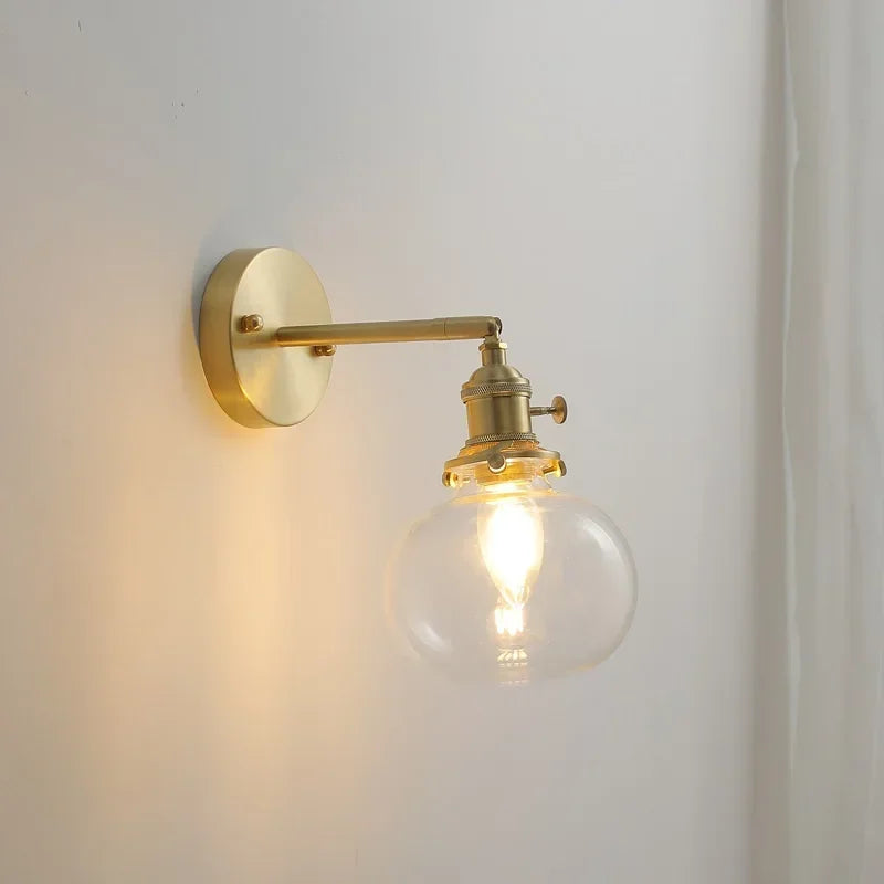 Glass Round Wall Sconce – Nordic Modern Plug-In for Bathroom, Bedroom & Bedside, Restaurant & Café | Amaya Orbit by Evenlyr