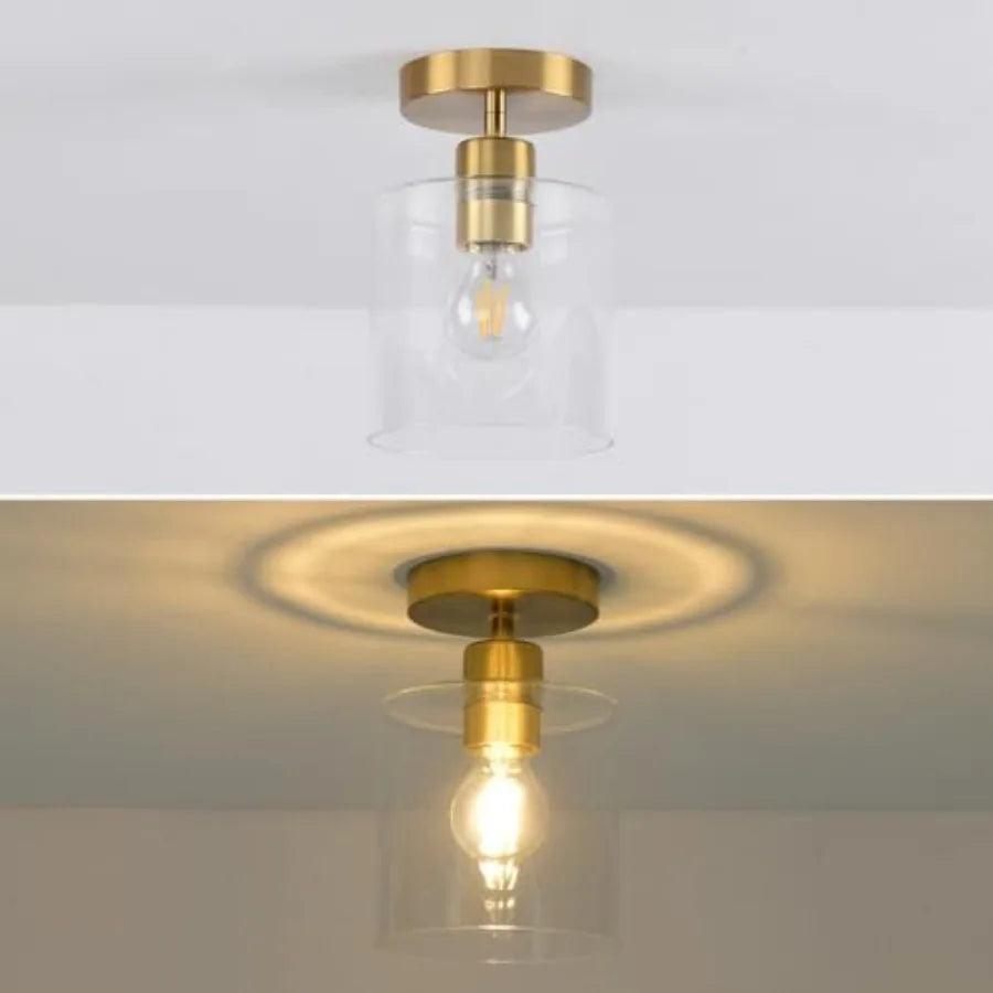 Brass Flush Mount Ceiling Light – Modern for Hallway & Entryway | Noemi Contour by Evenlyr