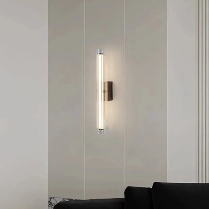 Glass Linear Wall Sconce – Nordic Minimalist Linear for Bedroom & Bedside, Living Room, Hotel & Hospitality | Isola Veil by Evenlyr