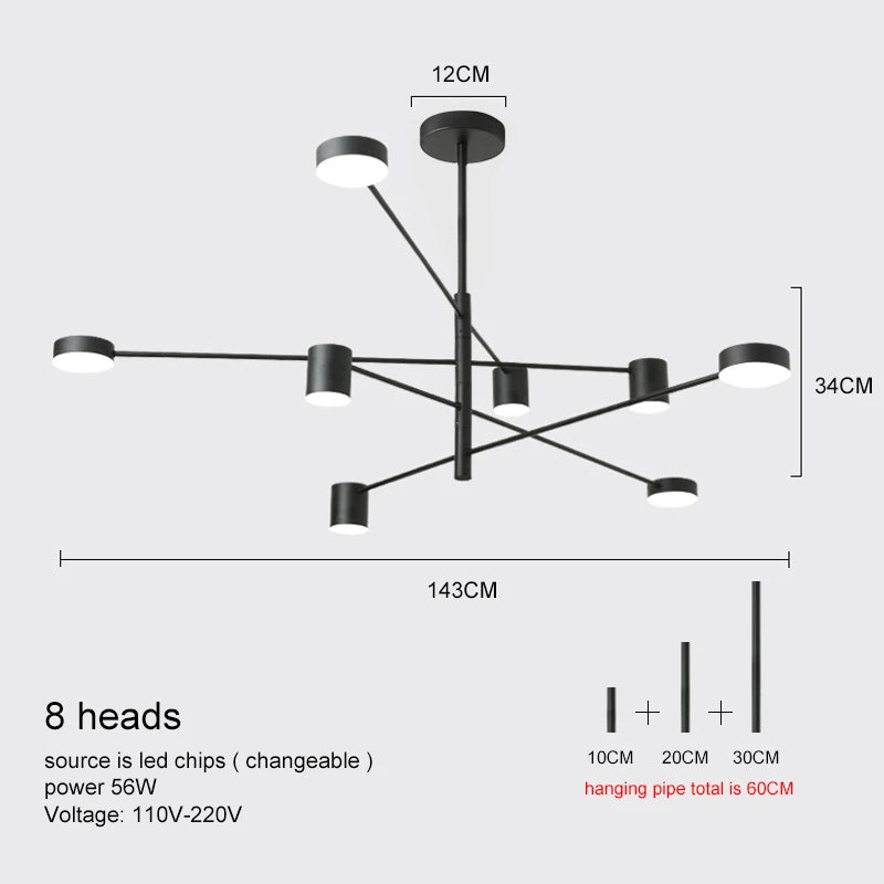Metal Chandelier – Modern LED for Bedroom & Bedside, Living Room, Restaurant & Café | Alora Line by Evenlyr