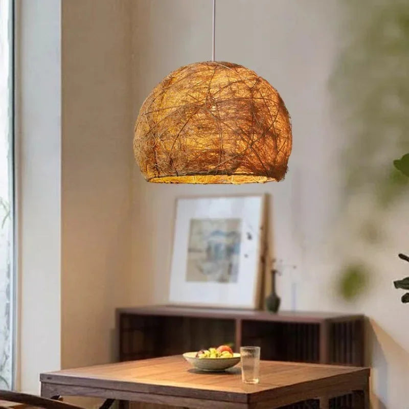 Rattan & Wood Chandelier – Wabi-Sabi Japanese Dimmable LED for Dining Room, Bedroom, Living Room | Mirelle Petal by Evenlyr