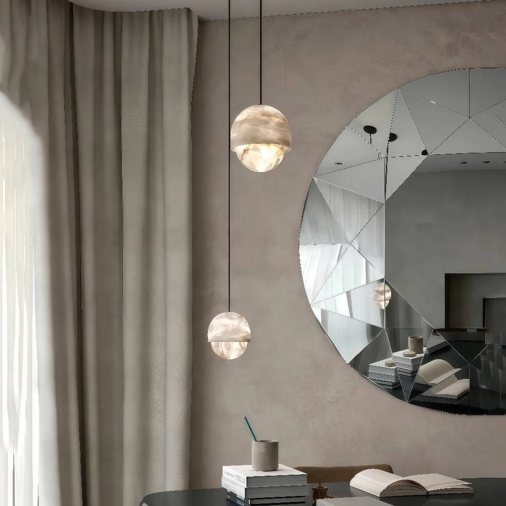 Alabaster & Copper Chandelier – Vintage Modern for Living Room, Dining Room, Foyer | Isolde Line by Evenlyr