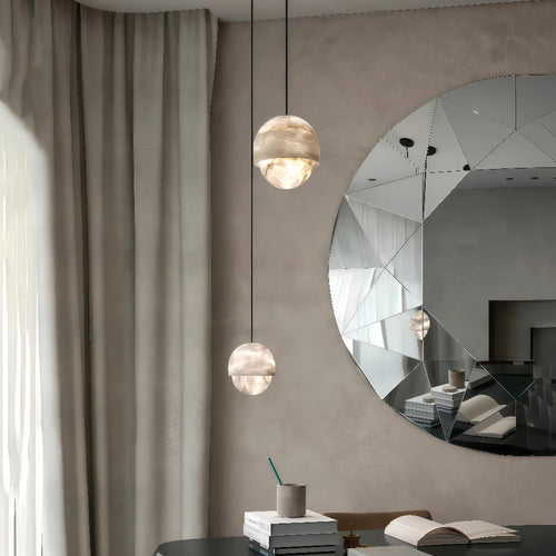 Alabaster & Copper Chandelier – Vintage Modern for Living Room, Dining Room, Foyer | Isolde Line by Evenlyr