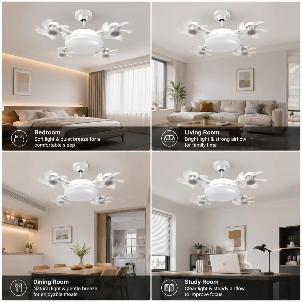 Neroli Drone Design Ceiling Fan with Light for Living Room – Remote Control