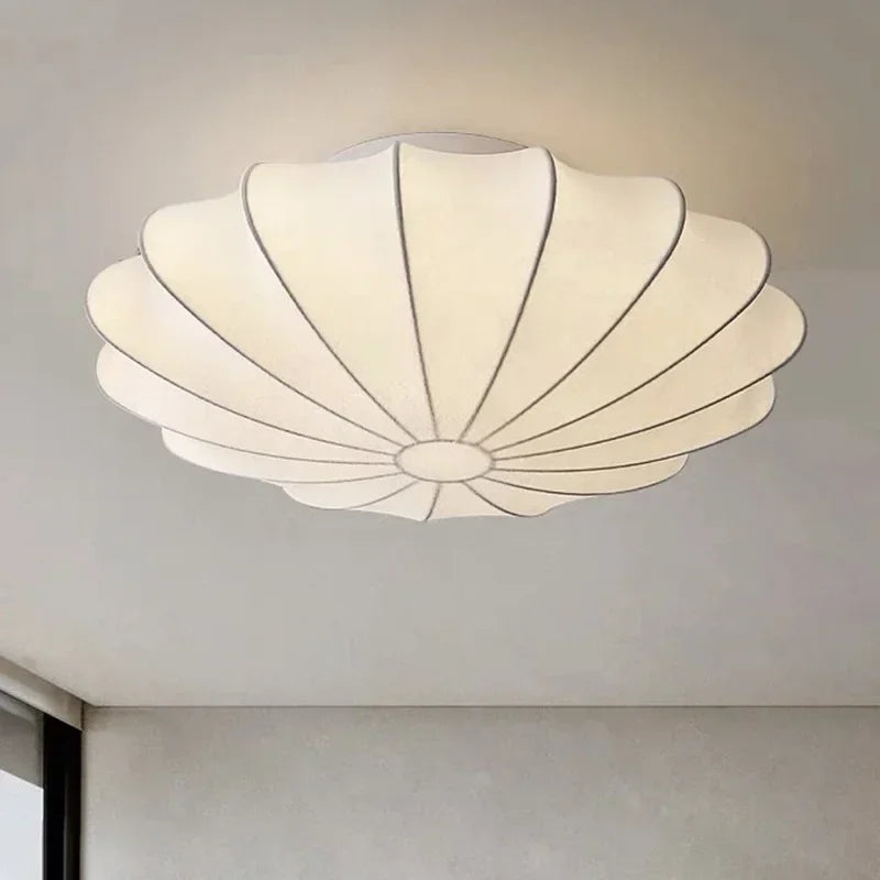 Fabric Flush Mount Ceiling Light – Wabi-Sabi Nordic for Bedroom & Bedside, Living Room | Elowen Frame by Evenlyr