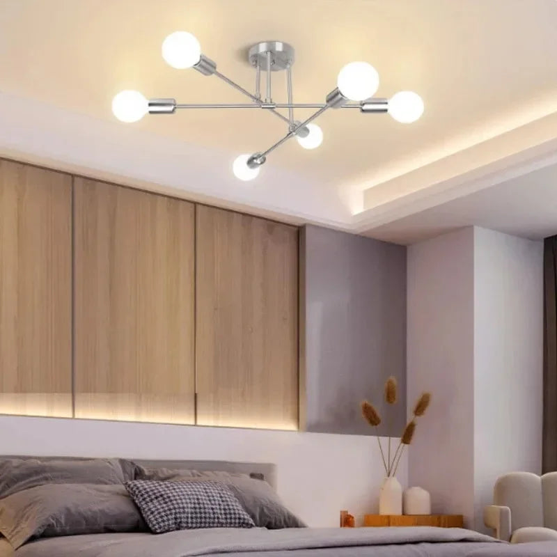 Caspian 6-Light Modern Chandelier for Bedroom – Flush Mount – product view