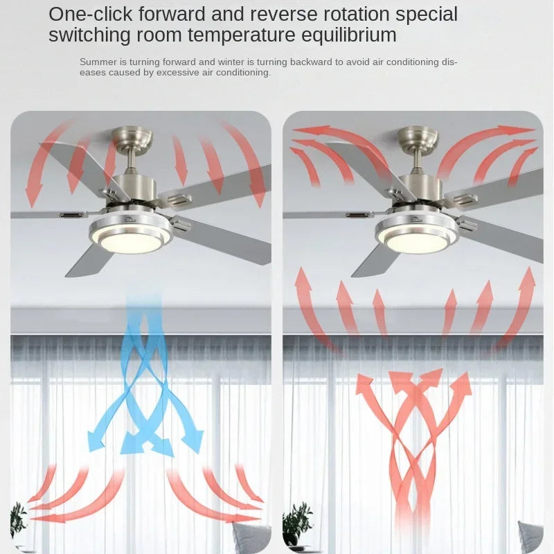 Palermo Stainless Steel Ceiling Fan with Light for Dining Room – Remote Dimming