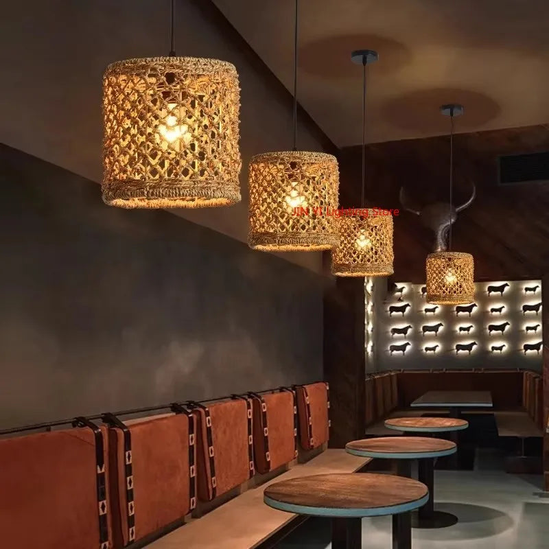Caspian Lantern Rattan Pendant Light for Dining Room – Bamboo
