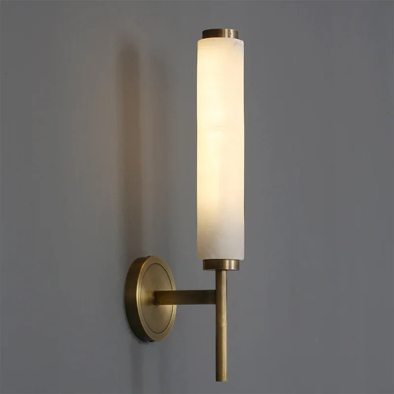 Arco Form Marble Wall Sconce – Modern styled in a living room interior